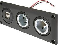 ProCar Einbausteckdose mit USB-A Doppelsteckdose + 2 Powersteckdosen Inbouwdoos met USB-A dubbele stekkerdoos + 2 powercontactdozen Stroombelasting (max.): 20 - thumbnail