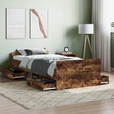 Bedframe met hoofd- en voeteneinde gerookt eiken 100x200 cm