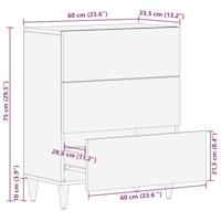 Dressoir 60x33,5x75 cm massief mangohout lichtgrijs - thumbnail
