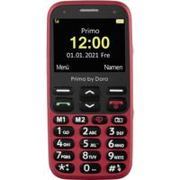 Primo 368 by Doro GSM mobiele telefoon met groot kleurendisplay, valsensor, zaklamp, FM-radio, kalender, incl. tafellaadstation, 360086, rood - thumbnail