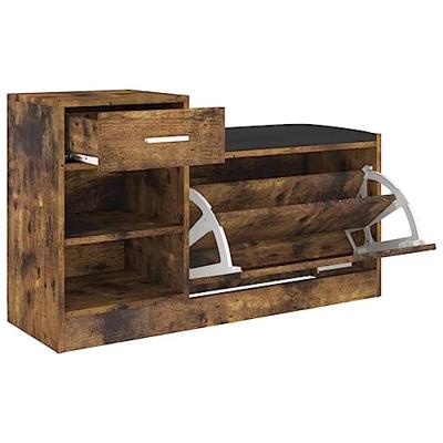 VidaXL Schoenenbank 94,5x31x57 cm bewerkt hout gerookt eikenkleurig