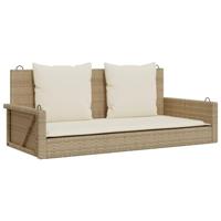 Schommelbank met kussens 119x56x48 cm poly rattan beige - thumbnail