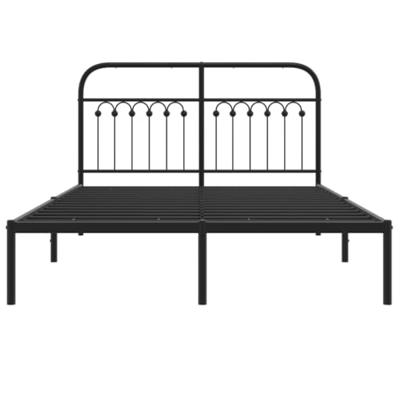 Bedframe met hoofdbord metaal zwart 135x190 cm