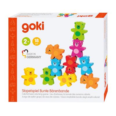 Goki houten kleuren beren stapelspel, 9dlg. Goki houten kleuren beren stapelspel, 9dlg.