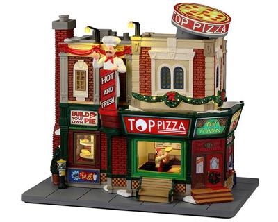 Lemax top pizza, bewegend kersthuisje Harvest Crossing 2022