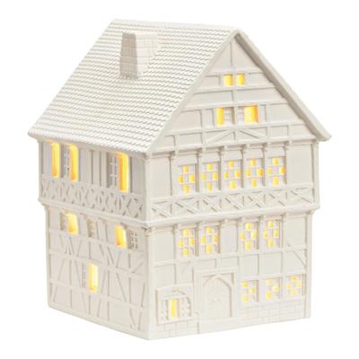 Wurm Lichthaus Fritzlar van porselein, wit (B/H/D) 13x18x14cm