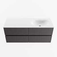MONDIAZ VICA 120cm badmeubel onderkast Dark Grey 4 lades. Wastafel MOON rechts 1 kraangat, kleur Talc. - thumbnail