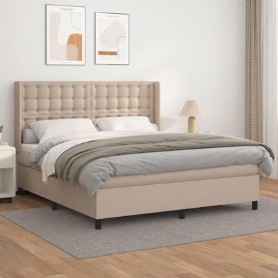 Boxspring met matras kunstleer cappuccinokleurig 180x200 cm