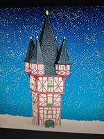 Wurm Lichthaus Bromser Turm Rüdesheim/Rhein van porselein, veelkleurig (B/H/D) 12x12x33cm - thumbnail