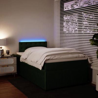 Boxspring met matras fluweel donkergroen 120x200 cm