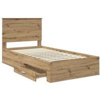 Bedframe met hoofdeinde Artisan Eiken 100 x 200 cm Bewerkt hout - thumbnail