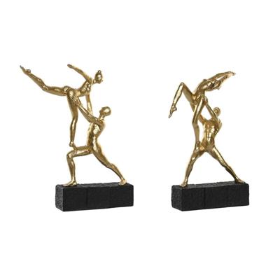 Decoratieve figuren DKD Home Decor 21 x 5,5 x 25,5 cm Zwart Gouden Gymnast (2 Stuks)