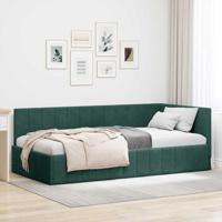 Hoekbedframe met hoofdeinde Donkergroen 100 x 200 cm Fluweel - thumbnail