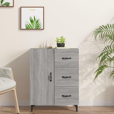 Dressoir 69,5x34x90 cm bewerkt hout grijs sonoma eikenkleurig