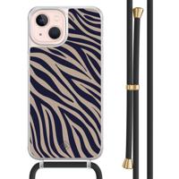 iPhone 13 hoesje met zwart koord - Chevron navy - thumbnail