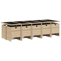 15-delige Tuinset met kussens poly rattan gemengd beige - thumbnail