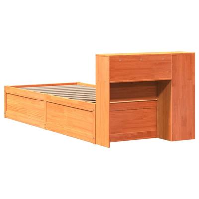 Bedframe zonder matras massief grenenhout wasbruin 75x190 cm
