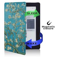 Lunso - Kobo Aura H20 Edition 1 hoes (6.8 inch) - Vegan Saffiano Leren sleep cover - Van Gogh Amandelbloesem - thumbnail