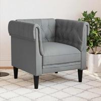 Fauteuil Chesterfield-stijl stof lichtgrijs - thumbnail