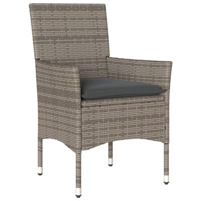 3-delige Tuinset met kussens poly rattan en glas grijs - thumbnail