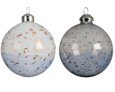 Kerstbal Glas Spikkel Ø8cm Grijs Assorti 1st