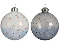 Kerstbal Glas Spikkel Ø8cm Grijs Assorti 1st - thumbnail