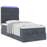 Ottoman bed met matrassen en LED's 90x190cm fluweel donkergrijs - thumbnail
