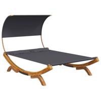 Loungebed met luifel 165x203x126 cm gebogen hout antracietkleur - thumbnail