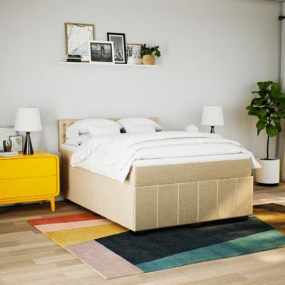 Boxspring met matras stof crèmekleurig 160x200 cm
