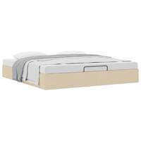 Bedframe zonder matras 160x200 cm stof crèmekleurig - thumbnail