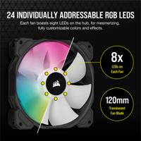 Corsair iCUE SP120 RGB ELITE Performance + Lighting Node CORE case fan 3 stuks, 4-pins PWM fan-connector - thumbnail