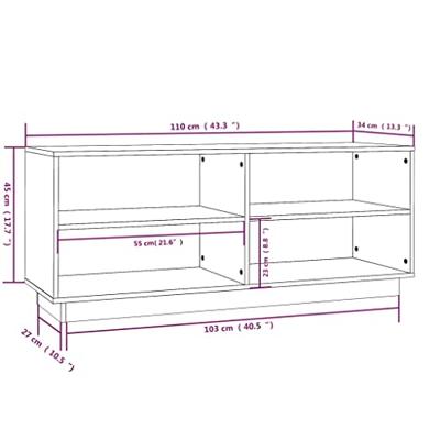 VidaXL Schoenenkast 110x34x45 cm massief grenenhout grijs