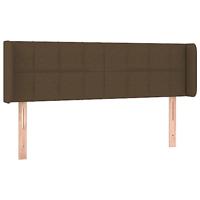Hoofdbord met randen 147x16x78/88 cm stof donkerbruin - thumbnail