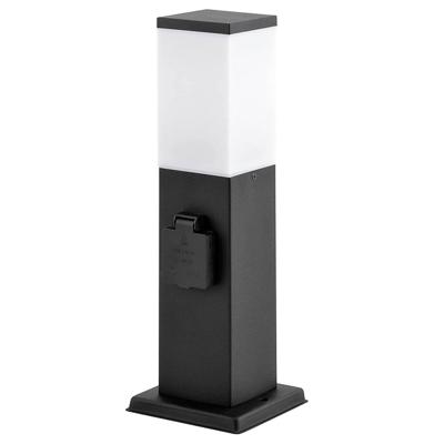 LED Buitenstopcontactpaal 36cm - sokkellamp met buitenstopcontact - 2 stopcontacten - IP44 waterdicht - E27 fitting - Zwart