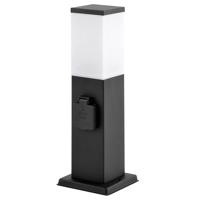 LED Buitenstopcontactpaal 36cm - sokkellamp met buitenstopcontact - 2 stopcontacten - IP44 waterdicht - E27 fitting - Zwart - thumbnail