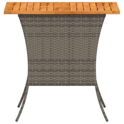 Tuintafel met acaciahouten blad 105x75x72 cm poly rattan grijs