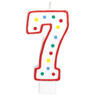 Amscan taartkaars cijfer 7 wit 13 cm | 24 stuks