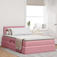 Opslag bed met matras met hoofdeinde Roze 120 x 190 cm Fluweel - thumbnail