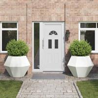 Plantenbak 2 pcs Wit 100 x 100 x 80 cm Staal - thumbnail