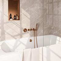 Brauer Copper Edition Thermostatische Inbouw Badkraan Badvulcombinatie - Staaf - Doucheslang - Wandaansluitbocht - Handdouche - Koper Geborsteld Pvd - thumbnail
