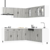 11-delige Keukenkastenset Kalmar bewerkt hout grijs sonomaeiken - thumbnail