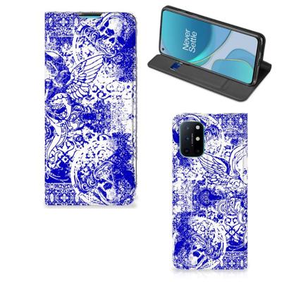 Mobiel BookCase OnePlus 8T Angel Skull Blauw Mobiel BookCase OnePlus 8T Angel Skull Blauw