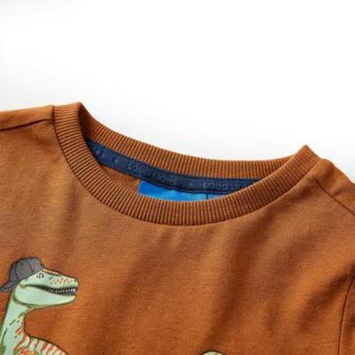Kindershirt met lange mouwen dinosaurusprint 116 cognackleurig