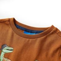 Kindershirt met lange mouwen dinosaurusprint 128 cognackleurig - thumbnail