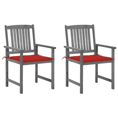 VidaXL Tuinstoelen 2 st met kussens massief acaciahout grijs