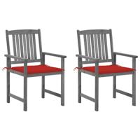 VidaXL Tuinstoelen 2 st met kussens massief acaciahout grijs - thumbnail