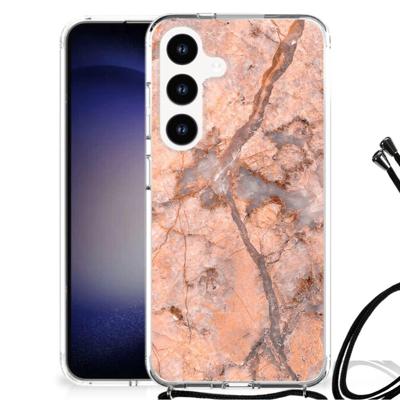 Samsung Galaxy S24 Anti-Shock Hoesje Marmer Oranje Samsung Galaxy S24 Anti-Shock Hoesje Marmer Oranje