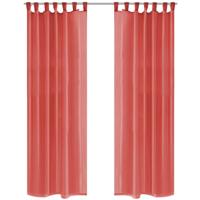VidaXL Gordijnen voile 140x225 cm rood 2 st - thumbnail