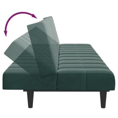 Slaapbank 2-zits met voetenbank fluweel donkergroen