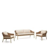 Kave Home Loungeset 'Pola' Eucalyptushout en rattan, Met 2-zits Bank en 2 fauteuils - thumbnail
